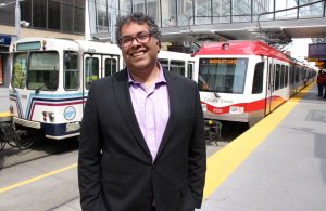 "Every one of these three-car trains that goes by has a capacity of 600 people. That means it's taking about 550 cars off the road. It makes a lot of sense," says Calgary Mayor Naheed Nenshi. Photo David Dodge, GreenEnergyFutures.ca