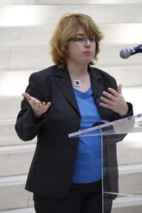 Christine Wörlen, a Berlin-based consultant and former head of renewable energies for the German Energy Agency speaking in 2011 in Edmonton, Alberta.