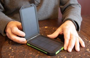 The Cobra CPP 300 is the solar battery charger out there. It's high quality modules charge even in low light and it can charge a tablet.