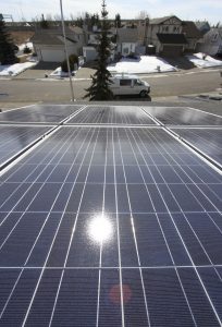 Solar photovoltaic panels on the Kushneryk's Edmonton home. 