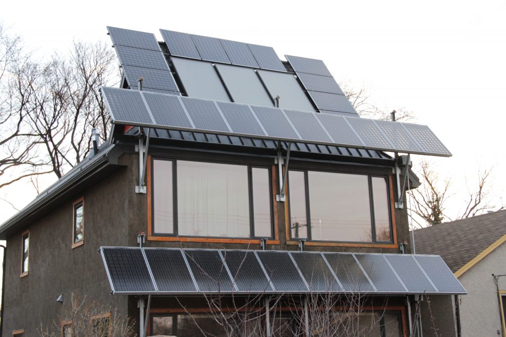 The Millcreek net-zero home. This home features the solar awnings and a dedication to passive solar design and thermal mass that makes it a cost effective example of the net-zero form.